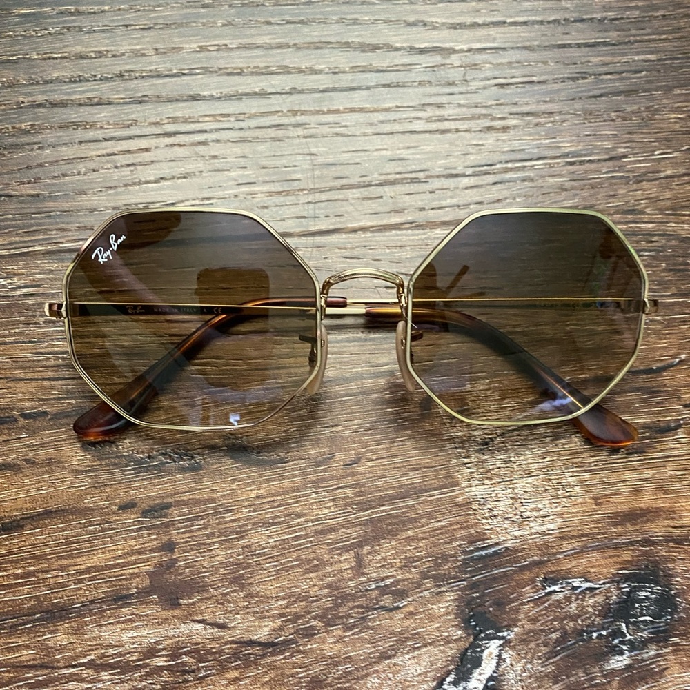 Ray Ban Octagon 1972 Edition in Gold with Light Brown Gradient lenses